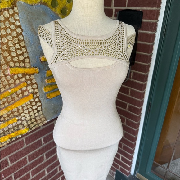 Bebe Cream Knit Bodycon Dress - Picture 11 of 11